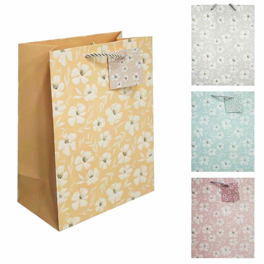 SACOLA PRESENTE LUXO FLORES 23X18X10CM